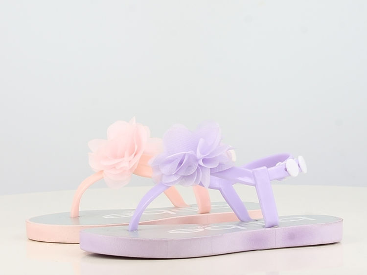 Picture of B471090 GIRLS SUMMER SANDALS WITH TOP FLOWER PEACH/PURPLE